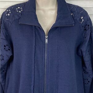 DG2 by Diane Gilman Blue Jacket with Eyelet Details